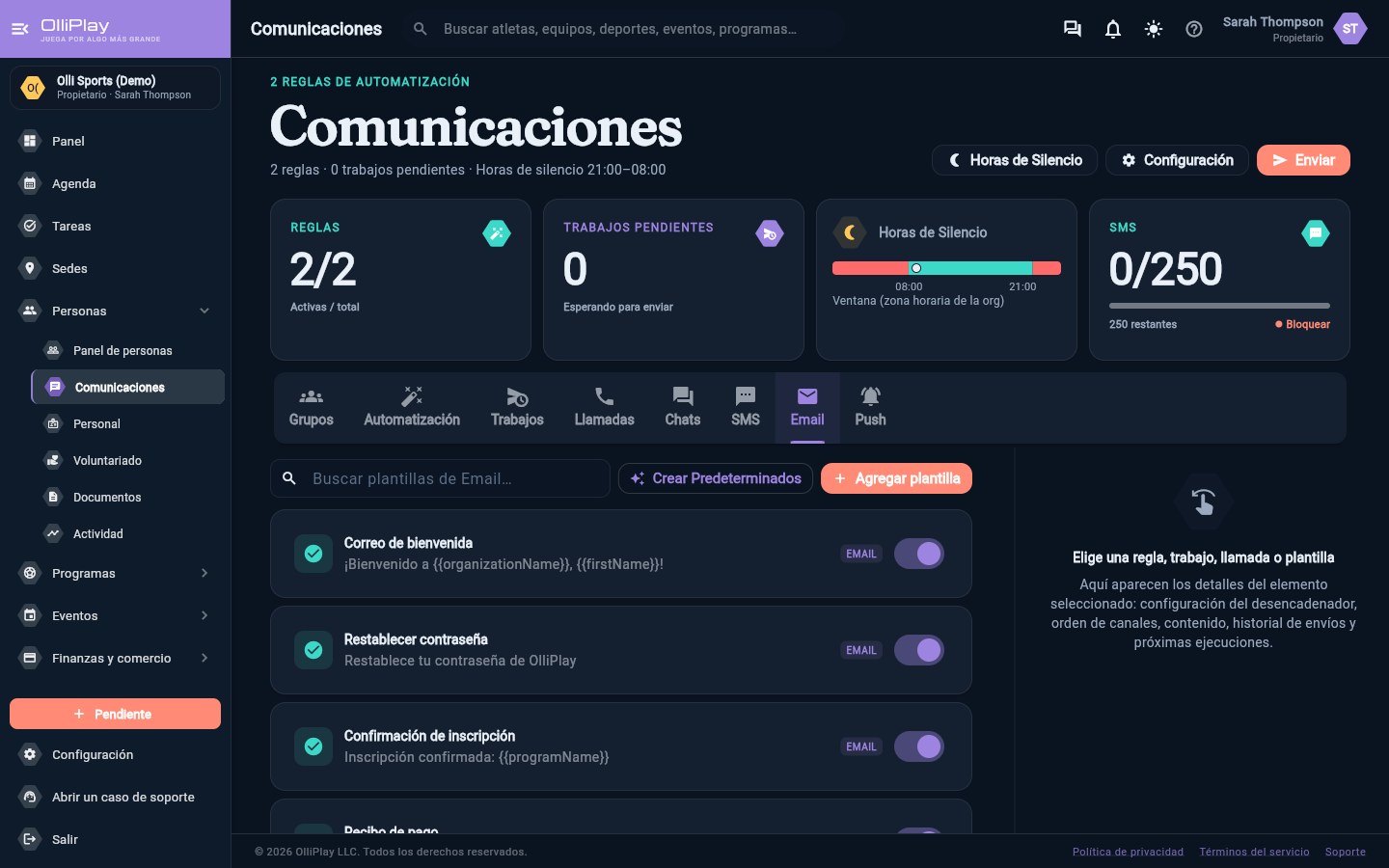 OlliPlay communications module in dark mode
